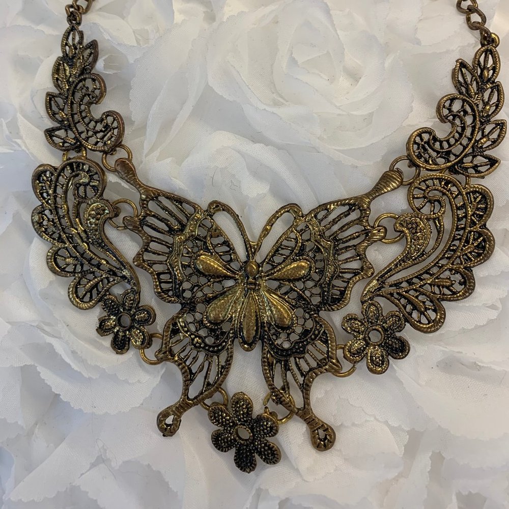 Vintage color in Old Gold Flowers and Butterflies